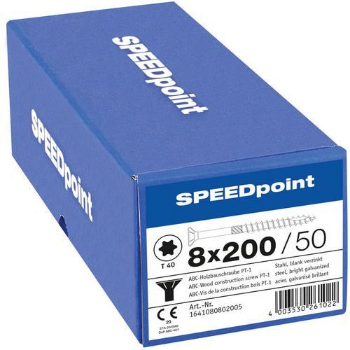 Boite de 50 vis tête fraisée à bois TX Ø 8 mm - SpeedPoint