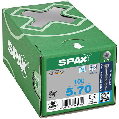 Boite de vis universelles pour extérieur à tête fraisée TX Ø - Spax