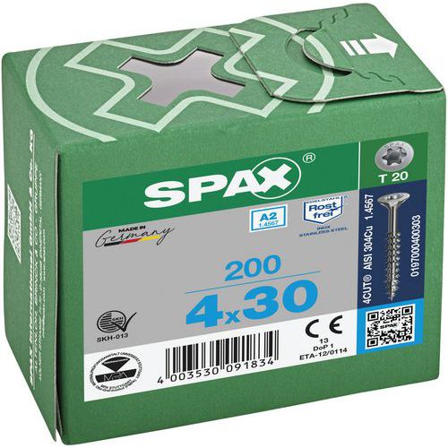 Boite de vis universelles pour extérieur à tête fraisée TX Ø - Spax