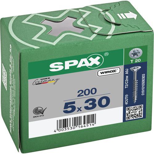 Boite de 200 vis universelles T-Star Plus à tête fraisée TX Ø - Spax