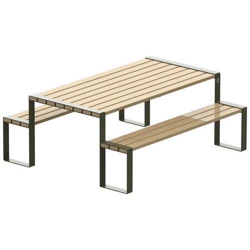 Table bancs Forézien 190 cm bois naturel acier