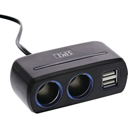 Chargeur allume-cigares 2 ports USB et 2 prises allume-cigares - T'nB