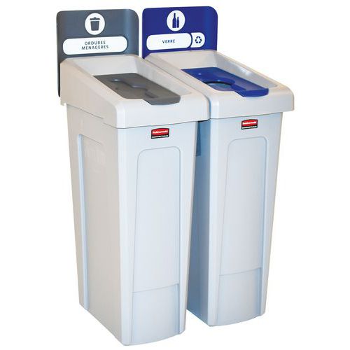 Station de recyclage Slim Jim 174L - Rubbermaid - Etiquette FR Station de recyclage Slim Jim 174L - Rubbermaid - Etiquette FR