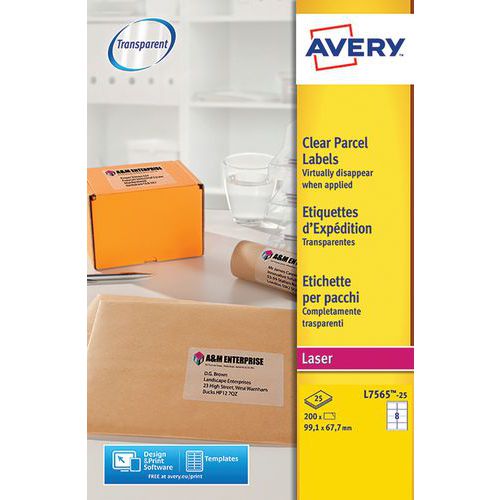 Étiquette transparente Avery - Impression Laser