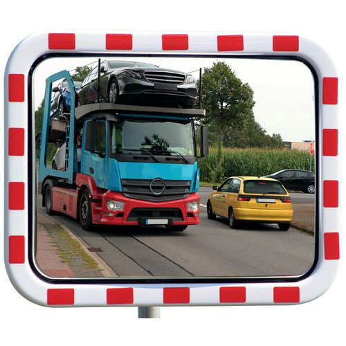 Miroir routier inox cadre rouge/blanc - Dancop