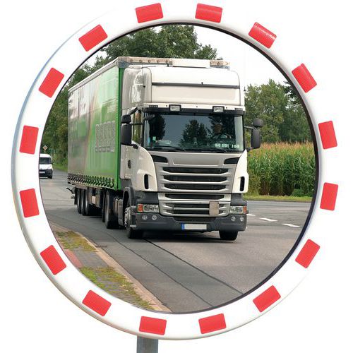 Miroir routier polycarbonate cadre rouge/blanc - Dancop