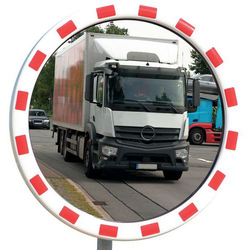Miroir routier polycarbonate cadre rouge/blanc - Dancop