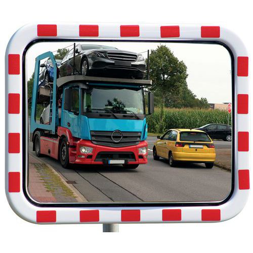 Miroir routier inox antigel cadre rouge/blanc - Dancop