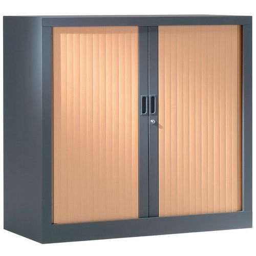 Armoire à rideaux ton bois haut 100 cm Vinco