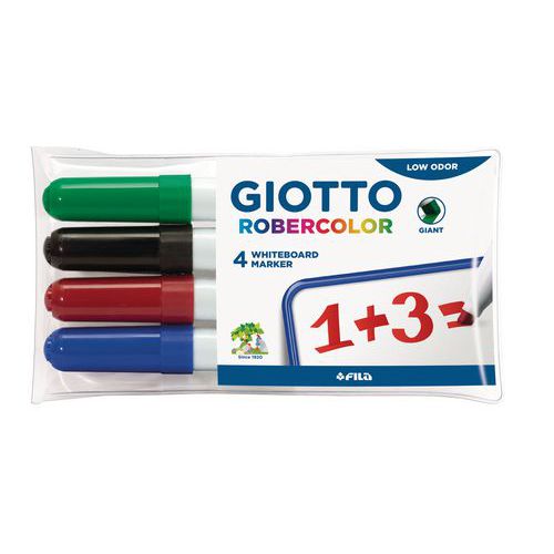 Lot 4 marqueurs effaçables à sec robercolor pointe biseautée - Giotto