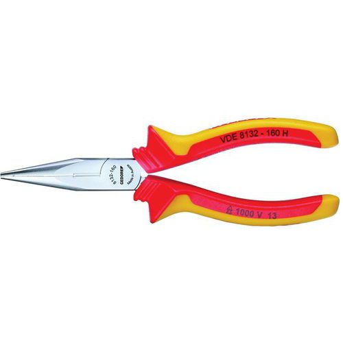 Pince à bec demi-rond long droit VDE 8132H - Gedore