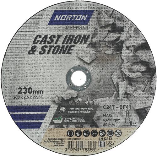 Meule de tronçonnage plate fonte et pierre - Norton