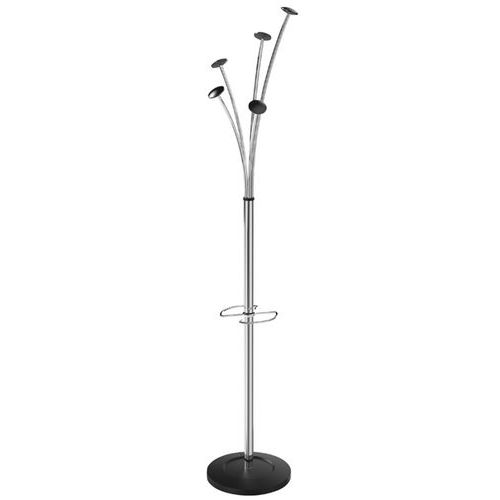 Portemanteau sur pied Festy en acier chromé - 5 patères noires