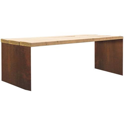 Table Tor 2,04 m bois pin traité acier corten