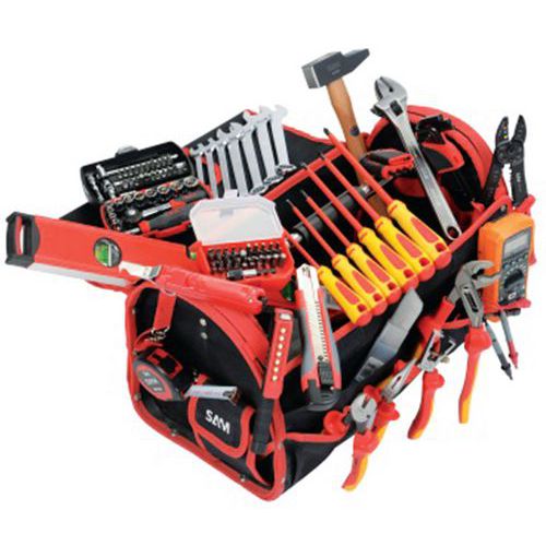Compostion electricite plus caisse a outils textile