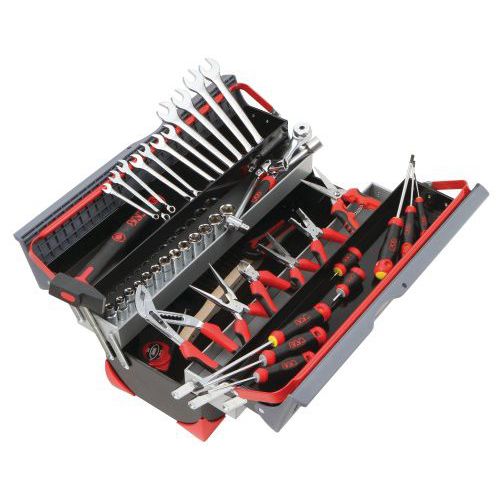 Caisse a outils tole bi-matiere avec composition 50 outils Caisse a outils tole bi-matiere avec composition 50 outils