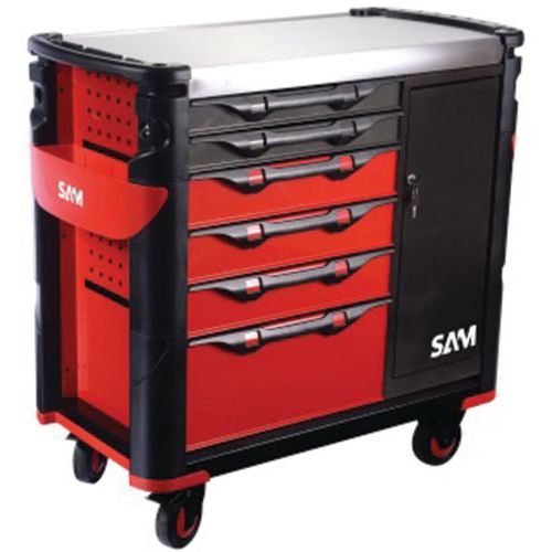 Servante extra large 6 tiroirs avec armoire et plateau inox