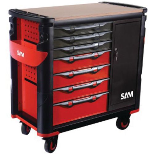 Servante extra large 7 tiroirs avec armoire et plateau bois