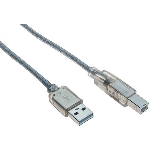 Cordon USB 2.0 type A et B transparent - 1,8 m