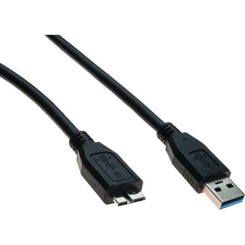 Cordon USB 3.0 type A et micro B noir - 1,8 m