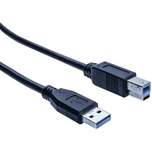 Cordon éco USB 3.0 type A et B noir - 1,0 m