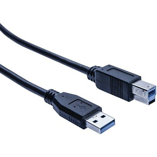 Cordon éco USB 3.0 type A et B noir - 2,0 m