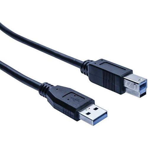 Cordon éco USB 3.0 type A et B noir - 3,0 m