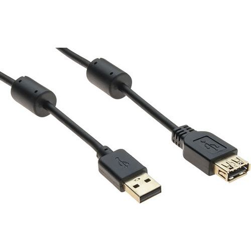 Cordon USB 2.0 type A et B avec ferrites noir - 1,0 m