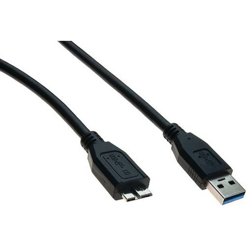 Cordon USB 3.0 type A et micro B noir - 3,0 m