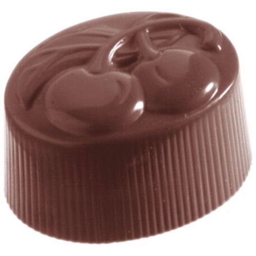 Plaque chocolat de 24 empreintes ovales décor cerise - Matfer