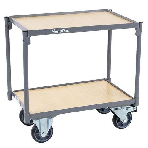 Chariot plateaux bois pour bacs - Capacité 250 kg - Manutan