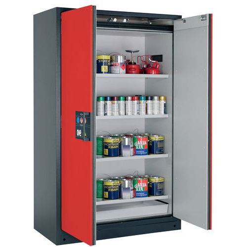 Armoire de sécurité Q-CLASSIC-90 Gris/Rouge RAL 3020 - asecos