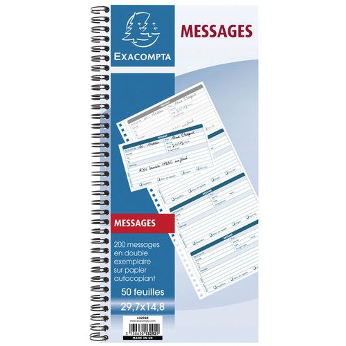 Carnet spiralé- Messages téléphones - 50 feuilles dupli autocopiantes