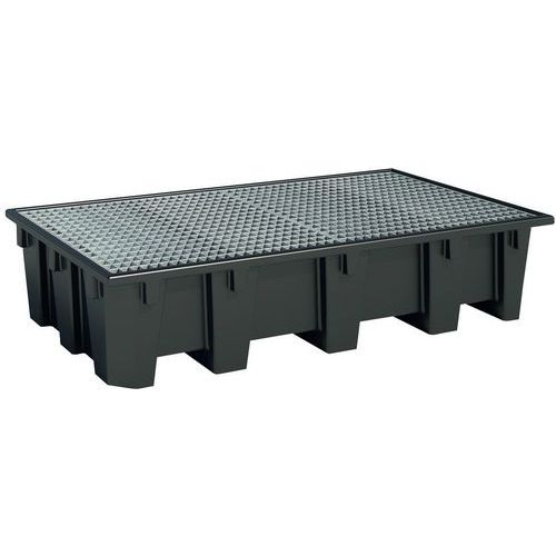 Palette de rétention bi-containeurs en polyéthylène recyclé - 1 050 L Palette de rétention bi-containeurs en polyéthylène recyclé - 1 050 L