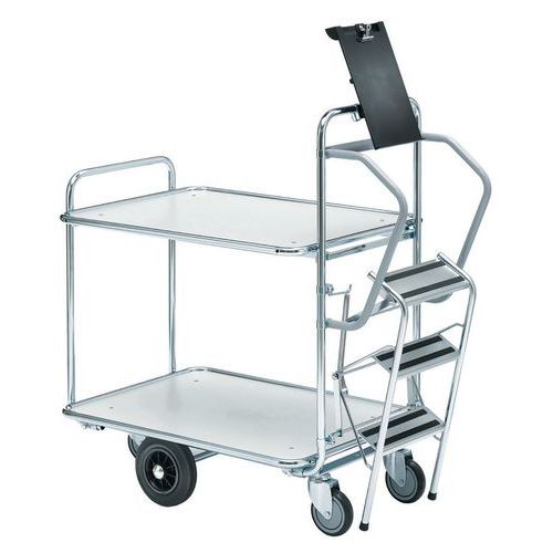 Chariot pour préparation de commande à échelle - 2 plateaux - Capacité 300 kg