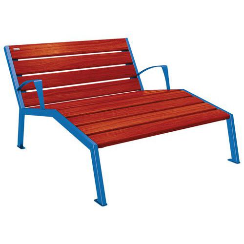 Chaise longue Silaos 2 places avec accoudoirs acier et bois - Procity