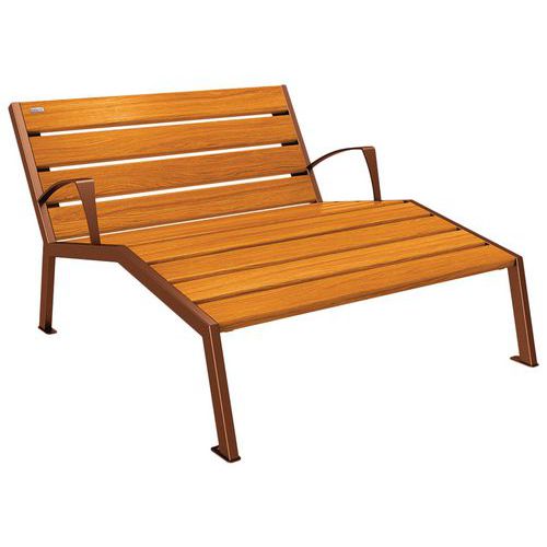 Chaise longue Silaos 2 places avec accoudoirs acier et bois - Procity