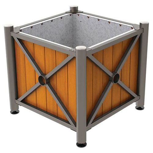 Jardinière acier/bois Province inox brossé intérieur tôle - Procity