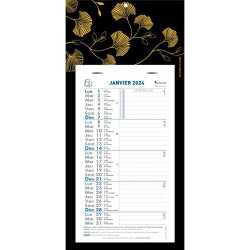 Calendrier mensuel Ginkgo sur plaque 16 x 33 cm 2024 Exacompta
