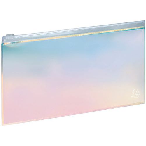 Pochette plate zippée Iris 22 x 12 cm - Bleu - Exacompta