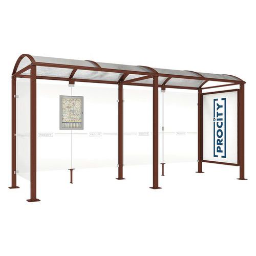 Abri bus Voûte 1 vitrine et 1 bardage latéral - Procity