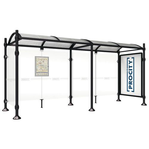 Abri bus Province vitrine - 1 bardage latéral pommeau inox - Procity