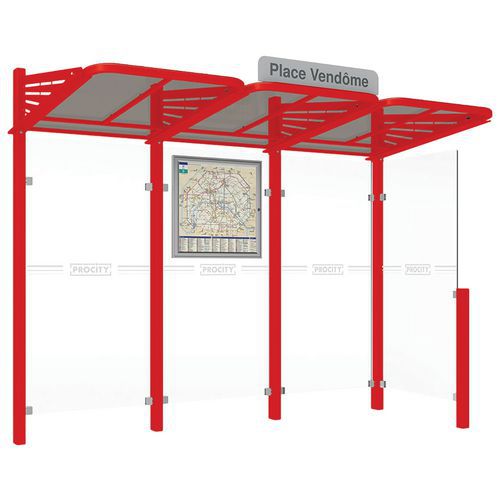 Abri bus Conviviale 3 m - bardage latéral droit - Procity