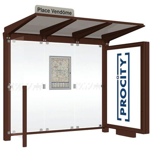 Abri bus Venise 1 caisson lumineux - 1 bardage latéral - Procity