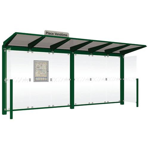 Abri bus Venise 5 m - bardages latéraux et leds - Procity