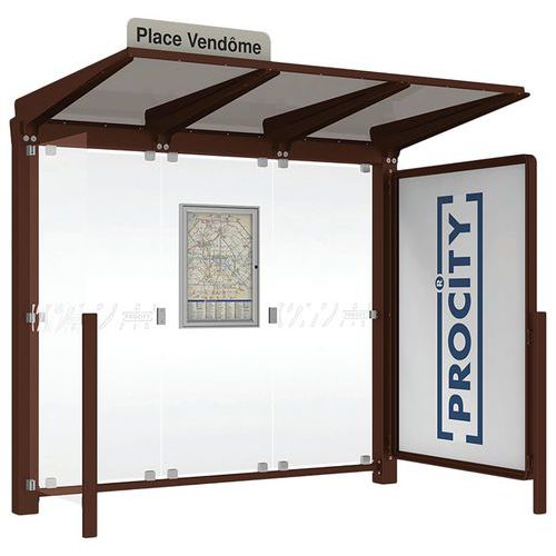 Abri bus Venise 1 vitrine - 1 bardage latéral - Procity