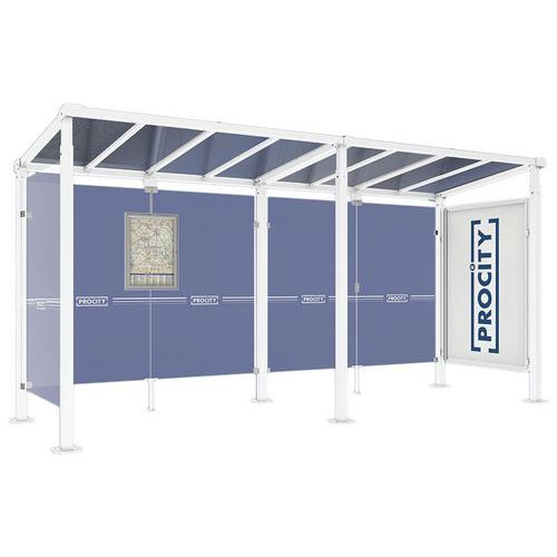 Abri bus Milan 1 vitrine - 1 bardage latéral - Procity