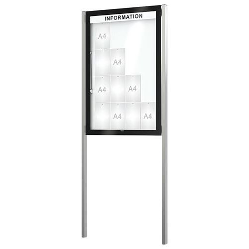 Vitrine Edge bandeau titre épaisseur 80 mm sur poteaux - Procity