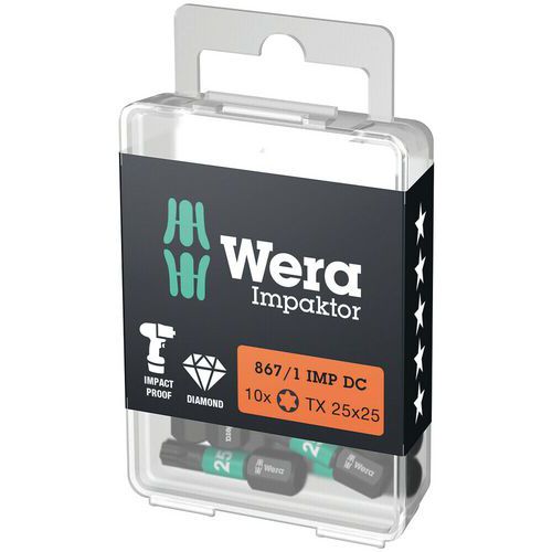 Embout extra rigide Torx DIY Impaktor 10 pièces - 867/1 IMP DC - Wera