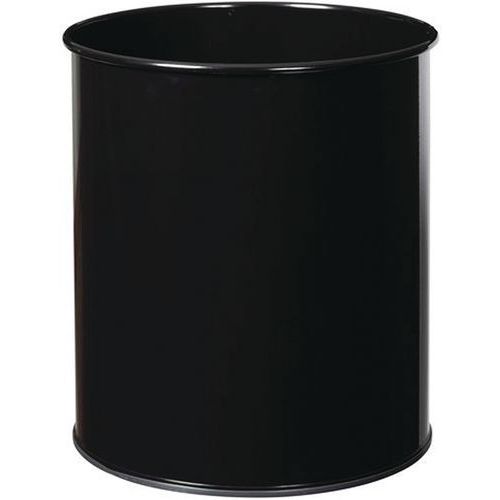 Corbeille à papier métal Noir - 8 L, 15 L ou 30 L - Manutan Expert